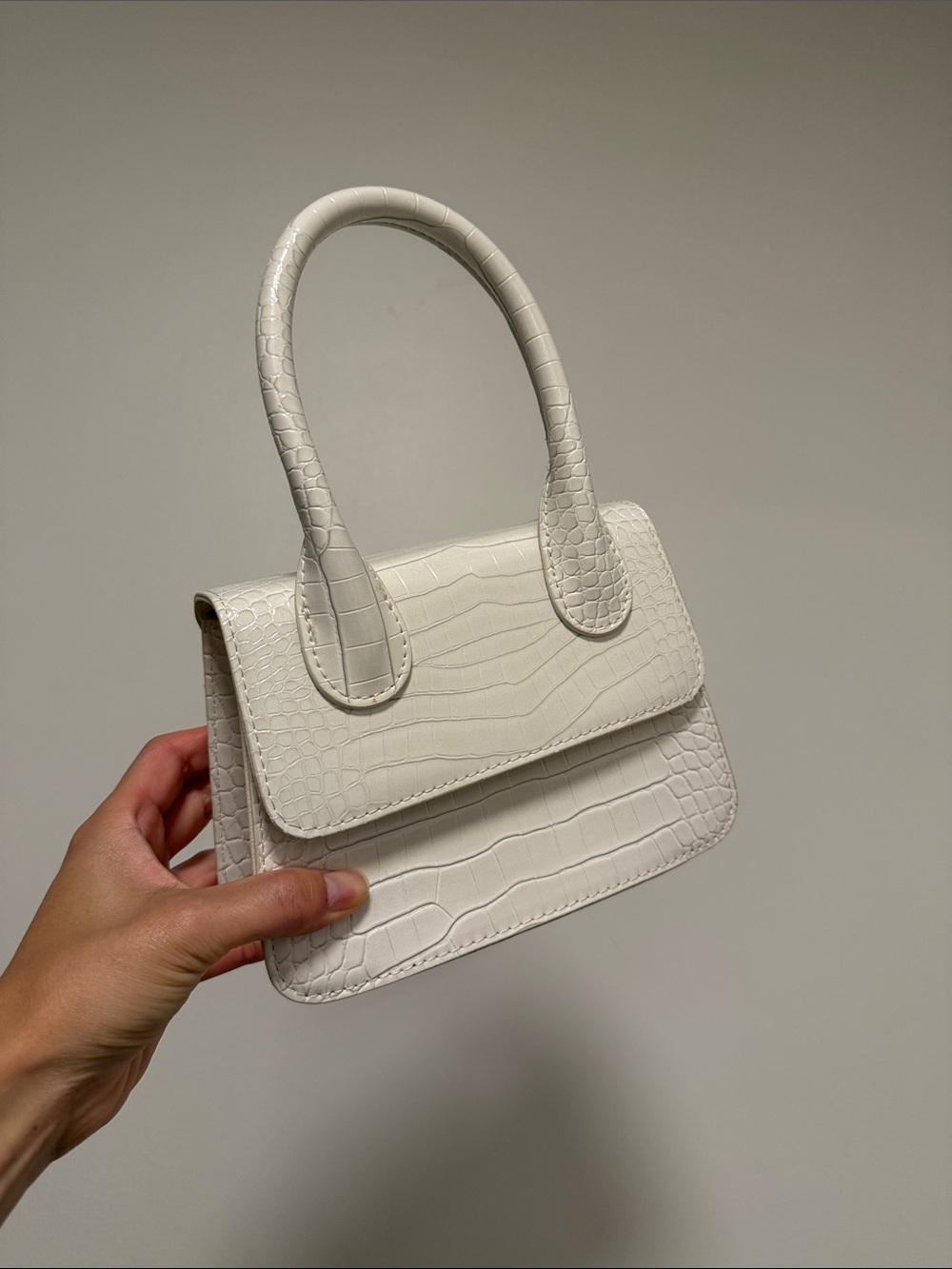 White purse faux croc print